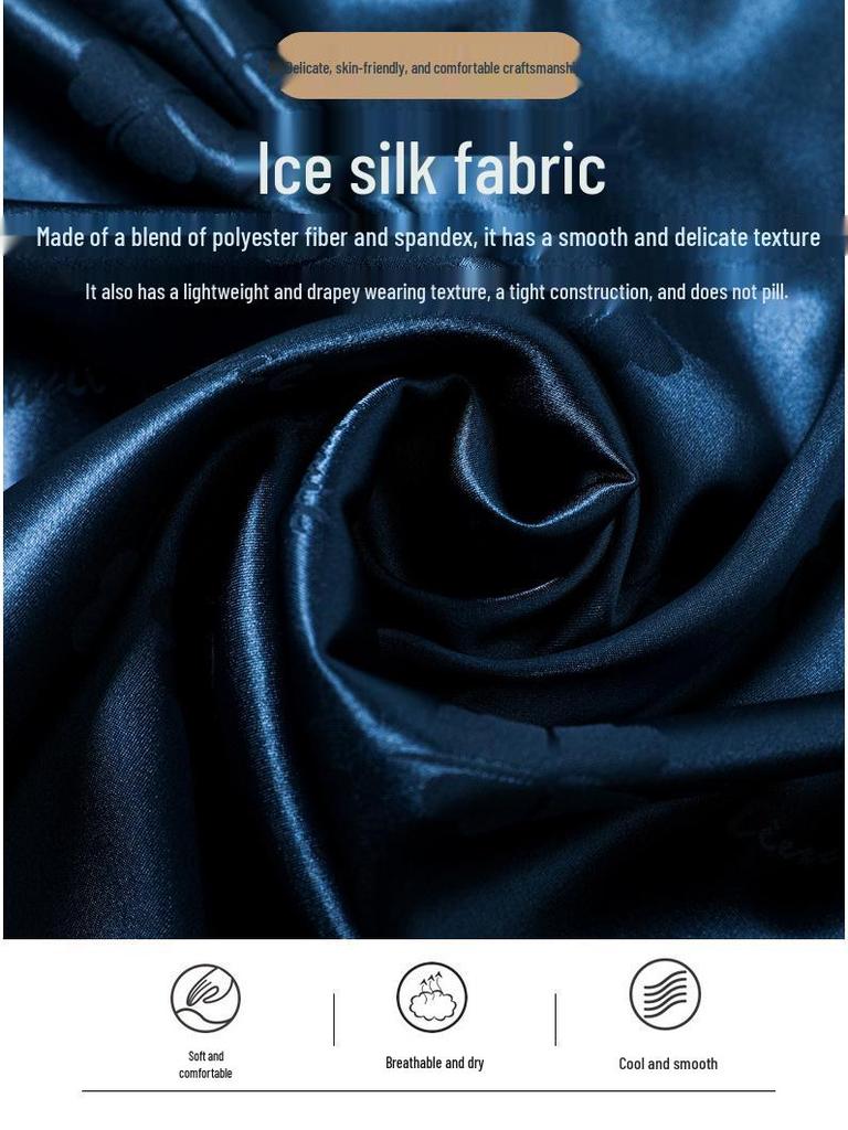 Herren Frühling/Sommer Seidenpyjama: Langarm & Hose, Dünnes Karomuster, Imitationsseide, Mittelalterliche Hausbekleidung