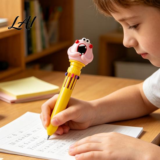 Student Prizes for Classroom 10 in 1 Cartoon Ballpoint Pen Multicolor Press Retractable Pens Back to School Supplies Kids Smooth Writing Stationery