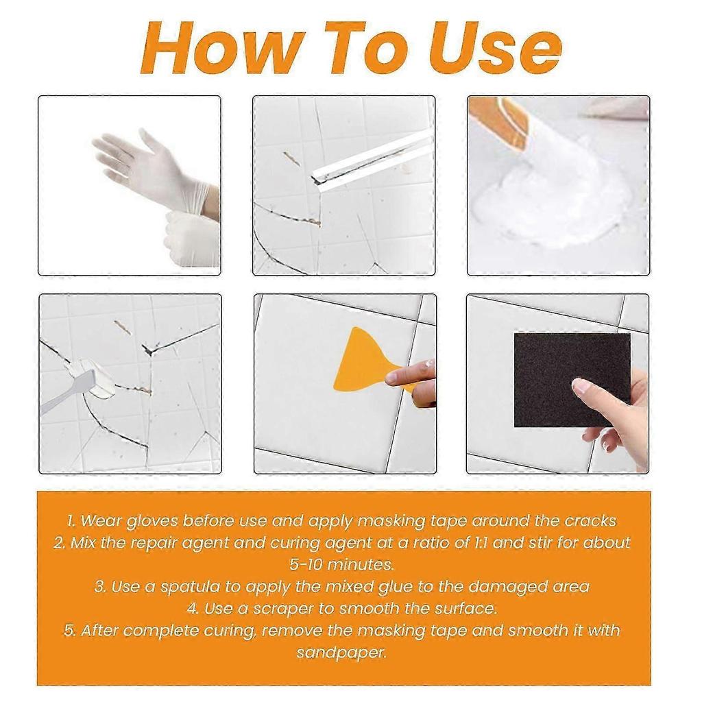 Prémiová sada na opravu dlažby - Epoxidová a polyuretanová pro praskliny a díry na mramorových a keramických podlahách | Snadná, odolná, profesionální sada na opravu