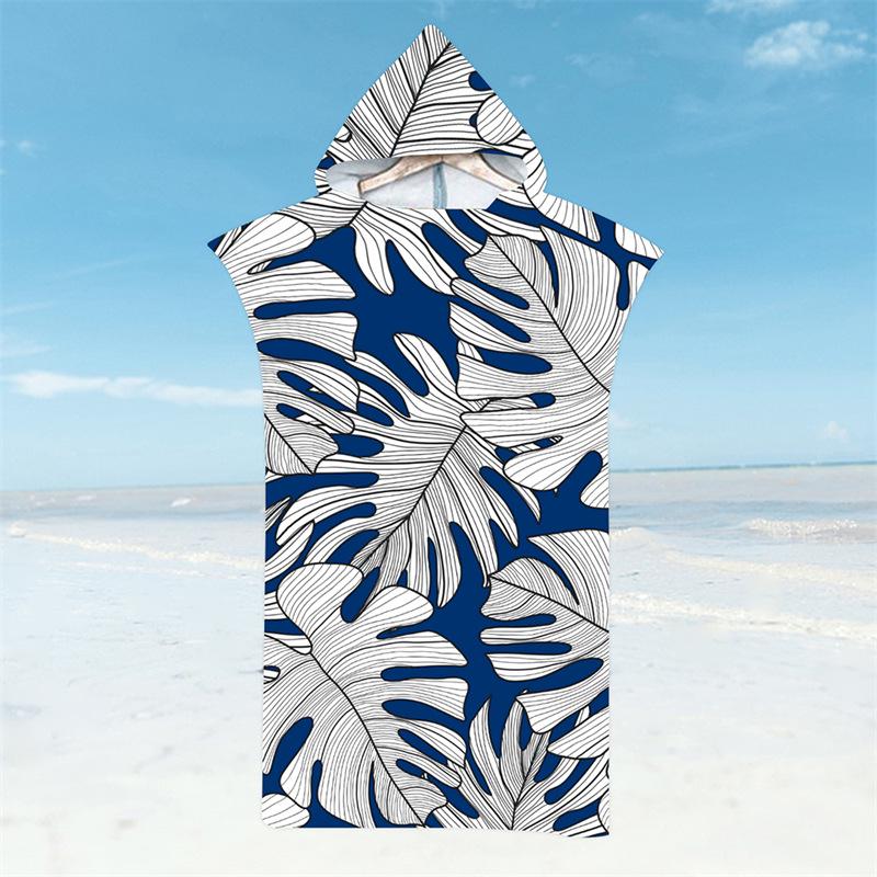 Microfiber Quick-Dry Hooded Beach Poncho Bathrobe for Adults