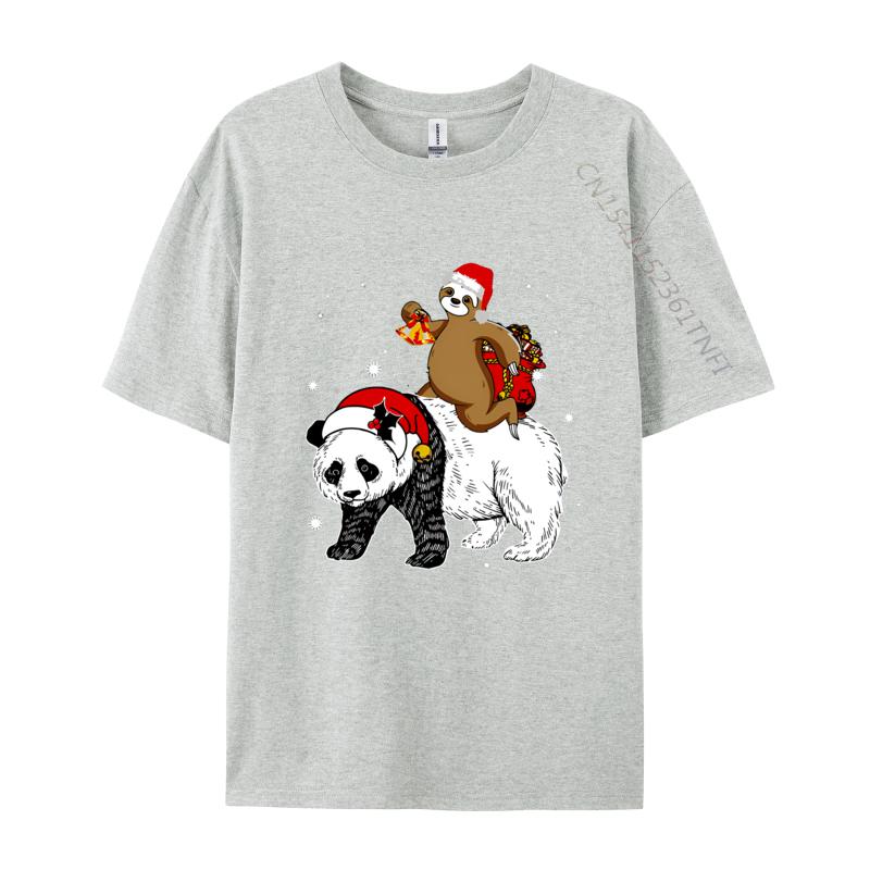 Santa Sloth Riding Panda Lover Funny Tshirts Tees Coupons Funny Tshirt Cotton Boy T Shirt Leisure Luxury T Shirt