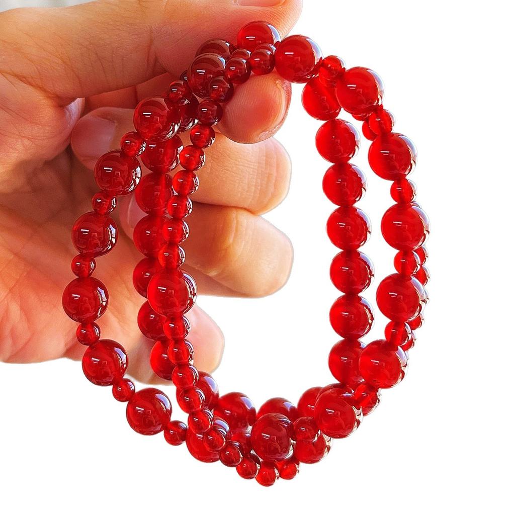 Retro Natural Chalcedony Gypsy Design Sense Multi-Circle Bracelet Bracelet