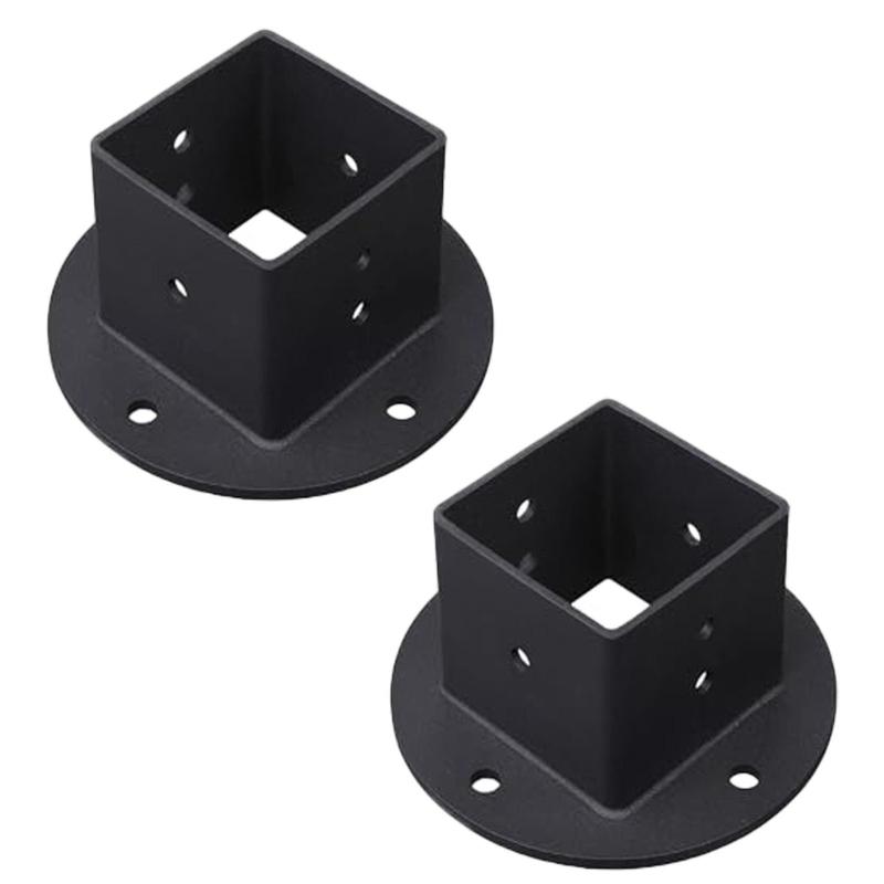 Set of 6 Powder Coated Steel Post Base Anchors for Fence Railings Privacy Panel Gazebos Pergolas and Mailbox Support