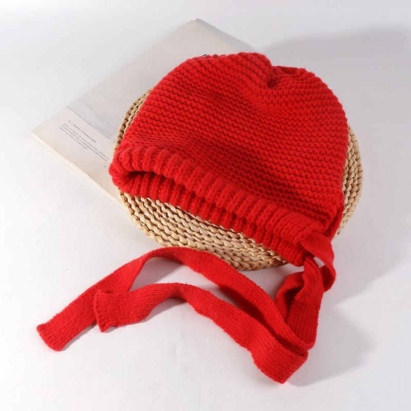 Proteção auricular de inverno com cadarço quente feminino balaclava chapéu de malha