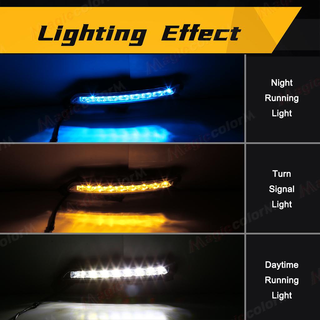 For KIA RIO K2 2015 2016 Led DRL Daytime Running Lights Turn Signal Fog Lamp Front Bumper White Yellow Blue Car Accessories 12V
