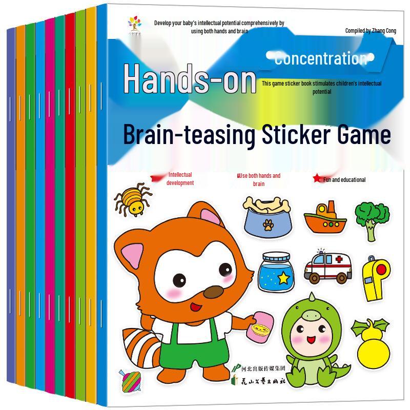 Interactive Sticker Book Set: 10 Volumes for Ages 0-6, Boosts Left and Right Brain Development with Engaging Visual Challenges