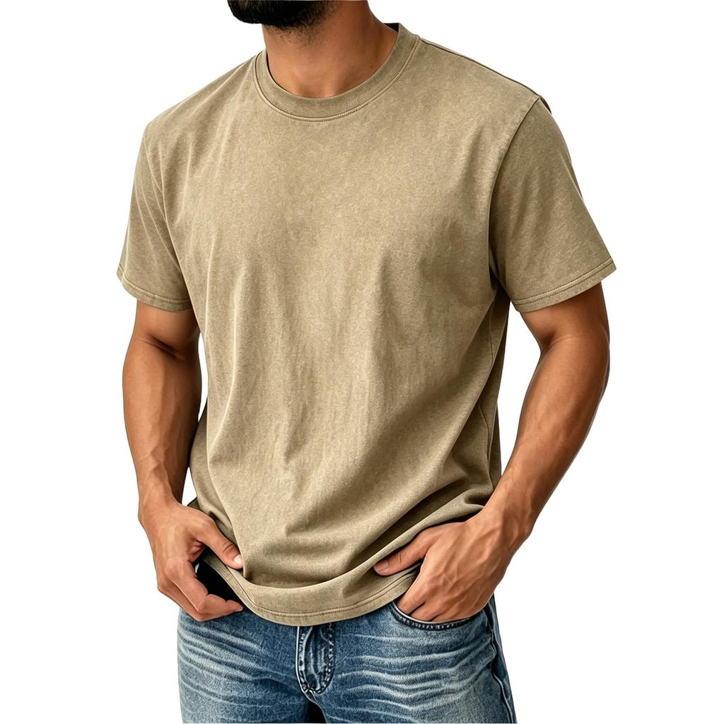 Men's Summer Trendy Vintage Washed Printed Casual Fashion T-shirt