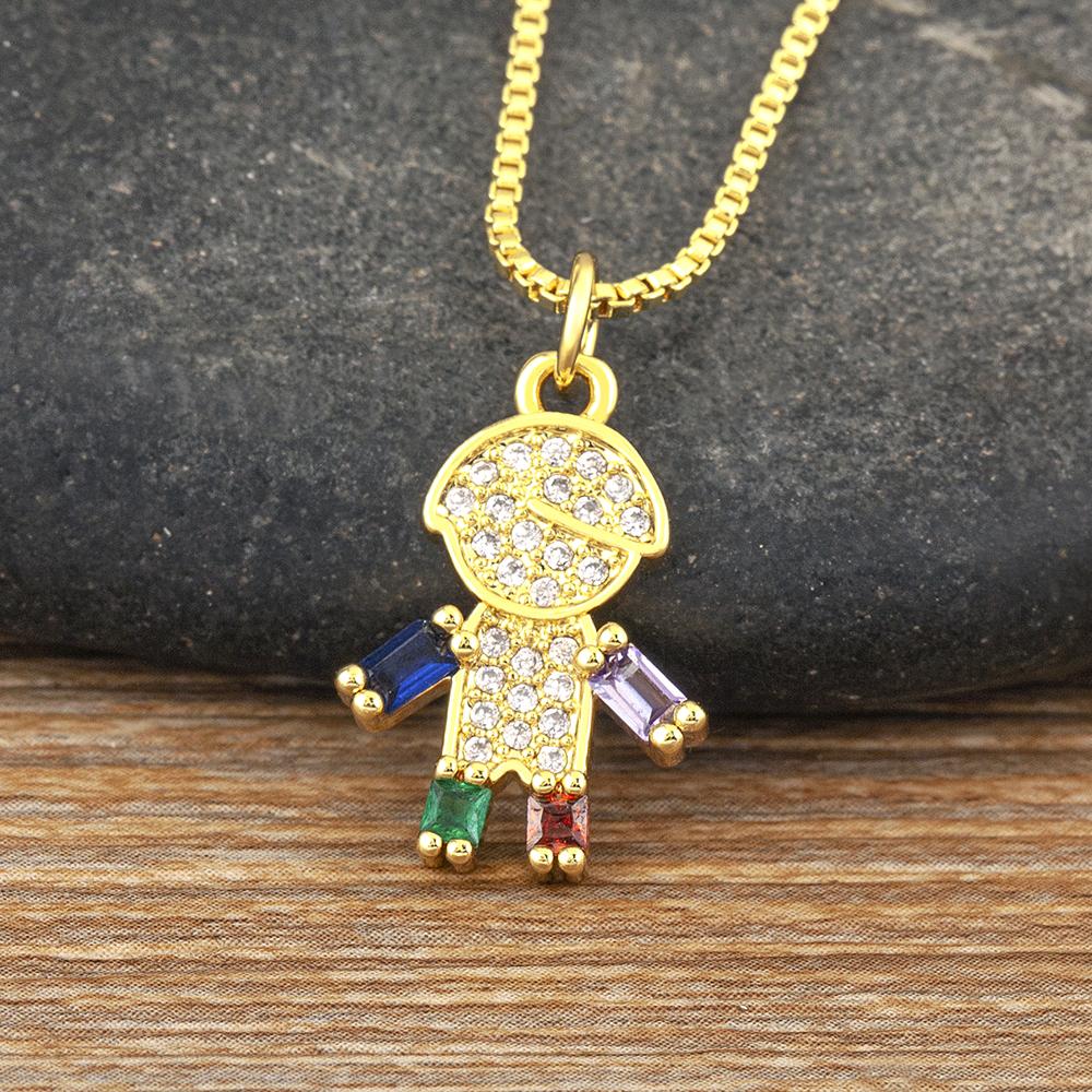 Nidin New Boy/Girl Pendant Choker Jewelry Zircon Necklaces Accessories For Mom Kids Parent-child Anniversary Gifts Wholesale