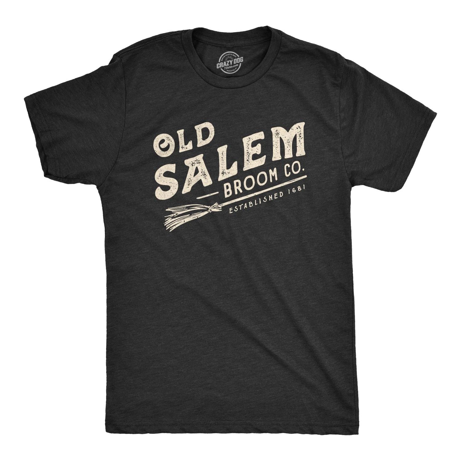 Mens Old Salem Broom Co T Shirt Funny Halloween Witch Tee S