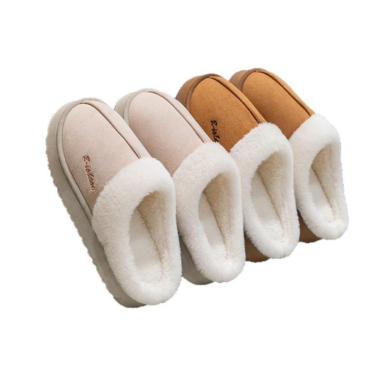 Pantoufles en coton pour hommes et femmes automne et hiver nouvelles maison intérieur antidérapantes chaudes ménagères à semelle épaisse pantoufles en peluche