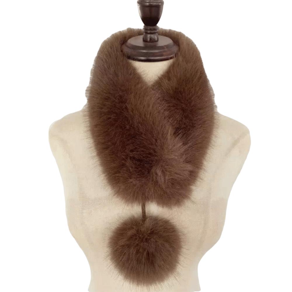 Faux Fox Fur Faux Fur Scarf Plush Fur Collar Trim Fashion Thermal Neck Stole  Women кофейный