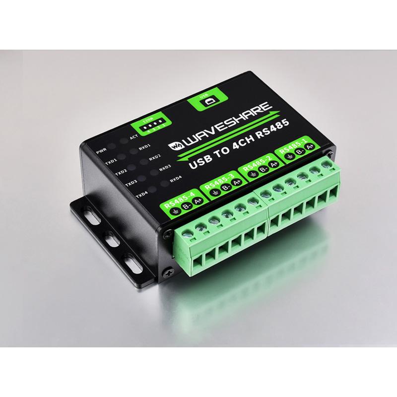 Industrial USB TO 4Ch RS485 Converter Aluminium Alloy Case Multi Protection Circuits Multi Systems Support