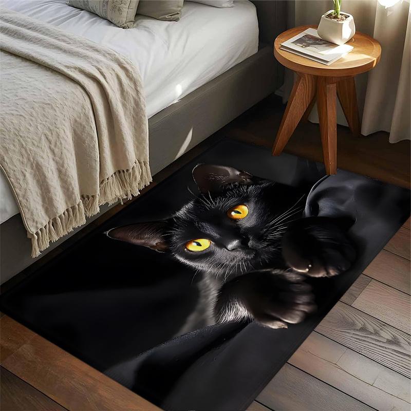 1Pcs Anti Fatigue Kitchen Rugs, Black Cat Print Waterproof Non-Slip Thick Cushioned Kitchen Mat Heavy Duty Comfort Standing Mat for Kitchen