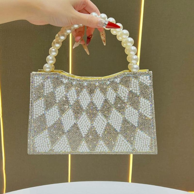 Элегантная вечерняя сумка, Банкетная сумка-клатч с бисером, Ручная сумка, инкрустированная бриллиантами, Женская сумка через плечо с жемчугом