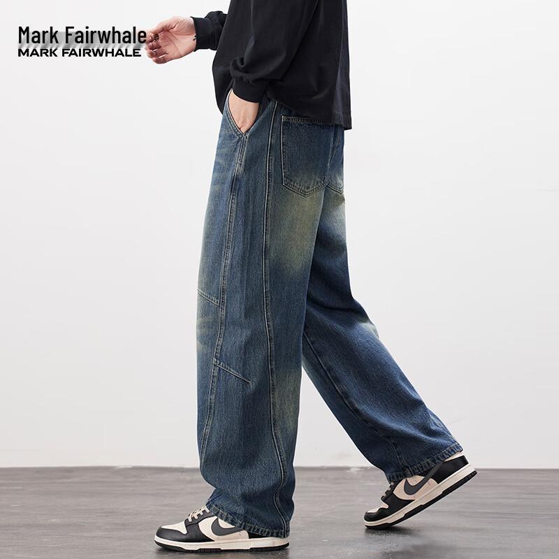 MARK FAIRWHALE Men's Summer Loose Fit Straight Leg Jeans
