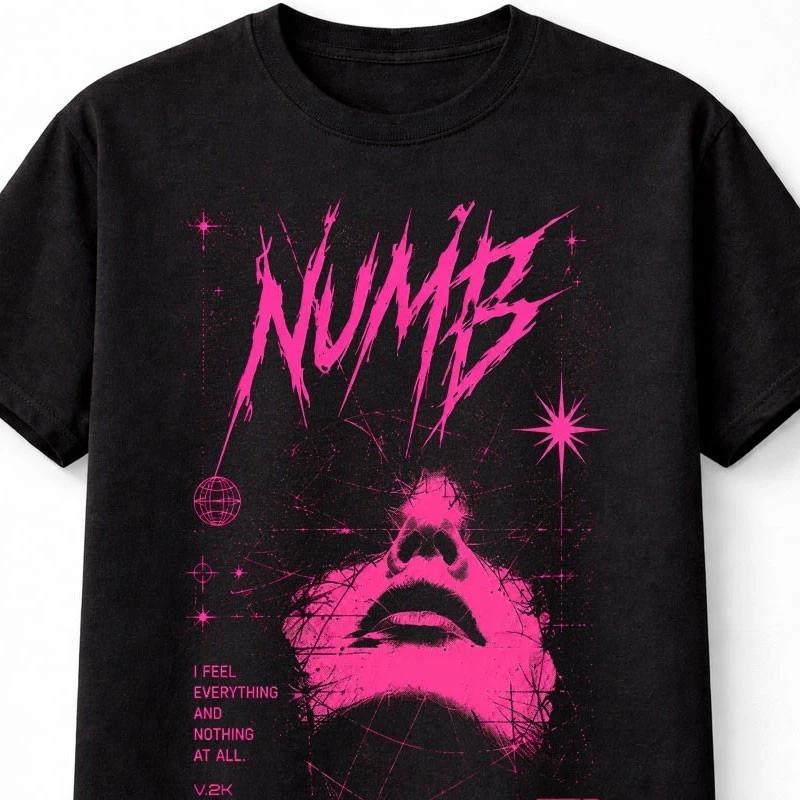 Numb Emo Cyber Y2K Goth Graphic Unisex TShirt S