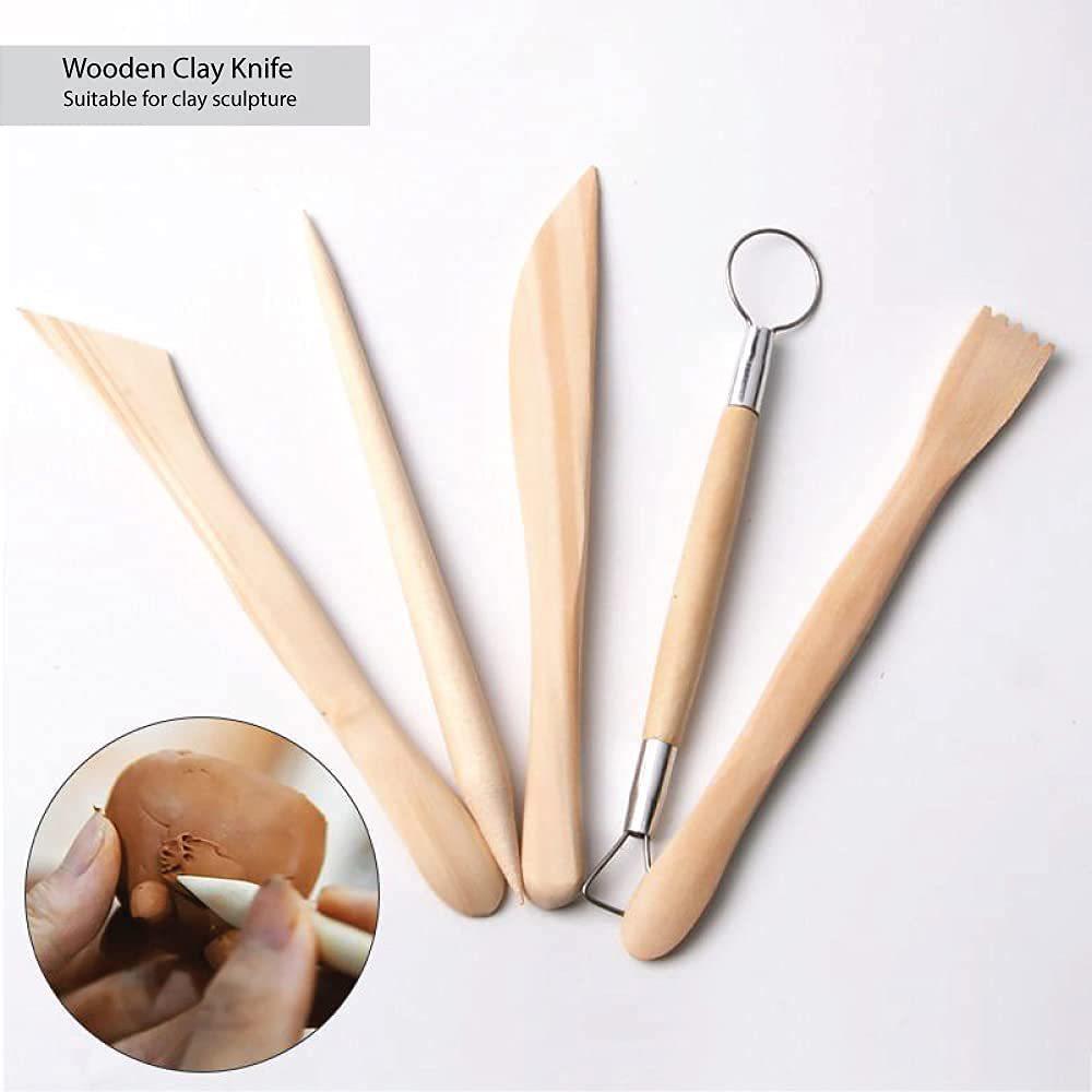 24-Piece Polymer Clay Tool Set: Includes Spherical, Round Sticks, Wooden Carving, and Flower Knives for Model Pottery Crafting.