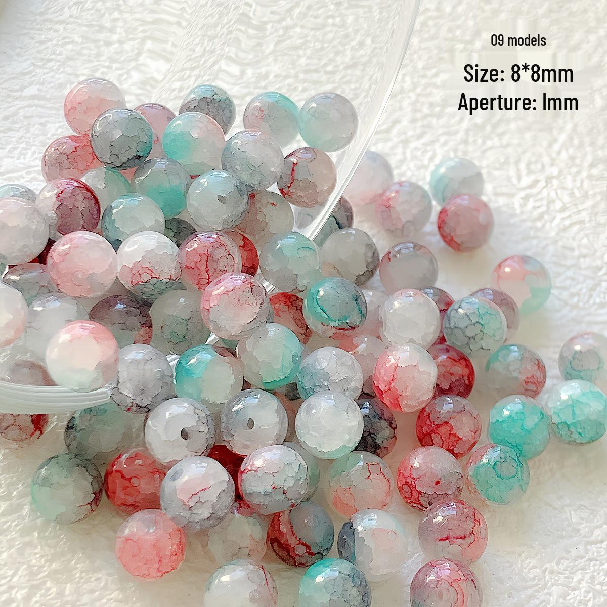 

8mm Iridescent Ink Wash Jade Glass Round Beads for DIY Beading, Bracelet, and Necklace Materials