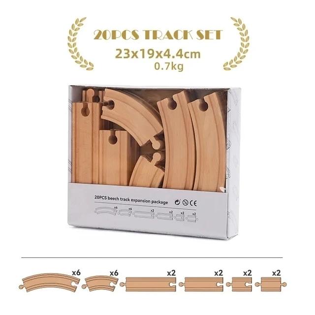 10/20/37 szt. Drewniany tor Bukowy Drewniany Tor Kolejowy Akcesoria do Torów Kolejowych pasujące do Markowych Torów Zabawki Edukacyjne dla Dzieci Prezent