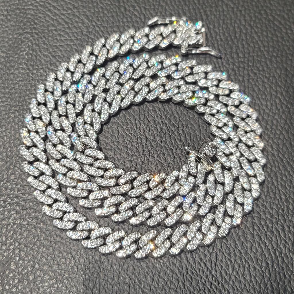 Módní Hip Hop Miami Kubánský Náhrdelník Řetízek Plný Diamantů 9mm 12mm 15mm 20mm 24mm Řetízky s Přívěskem Dlouhé Zapínání Spona Šperky Dárek