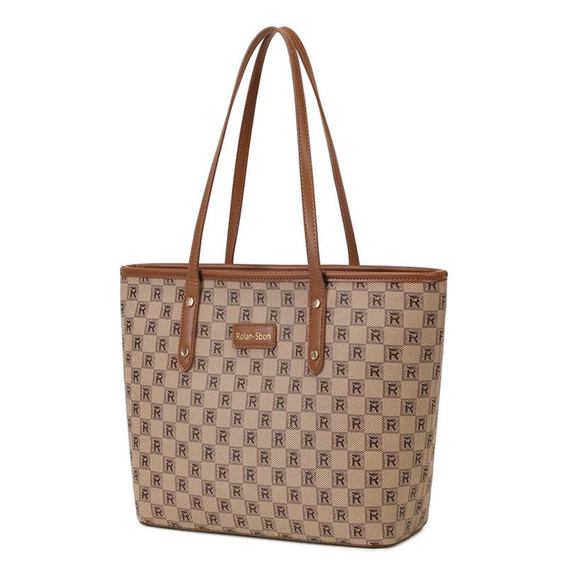 Fashionable Women's Bag Large Capacity Tote Bag Printed Chess Board Plaid Shoulder Bun Mother Bag Two Piece Set Casual Big Bag