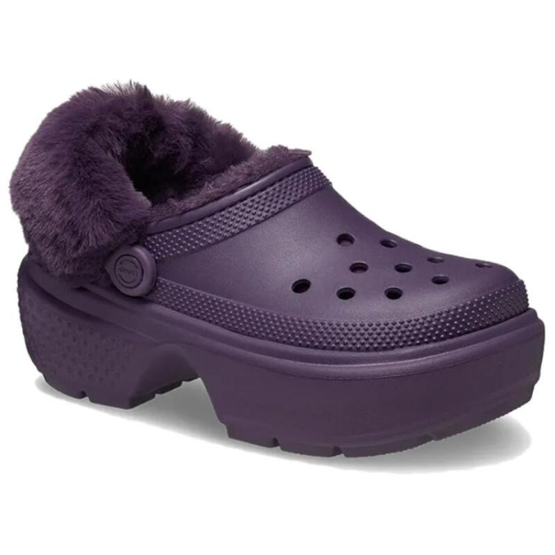 Crocs EVA Fashion Soft and Warm Hole Shoes Women's Deep Iris Purple The Plush Part Is Not Removable