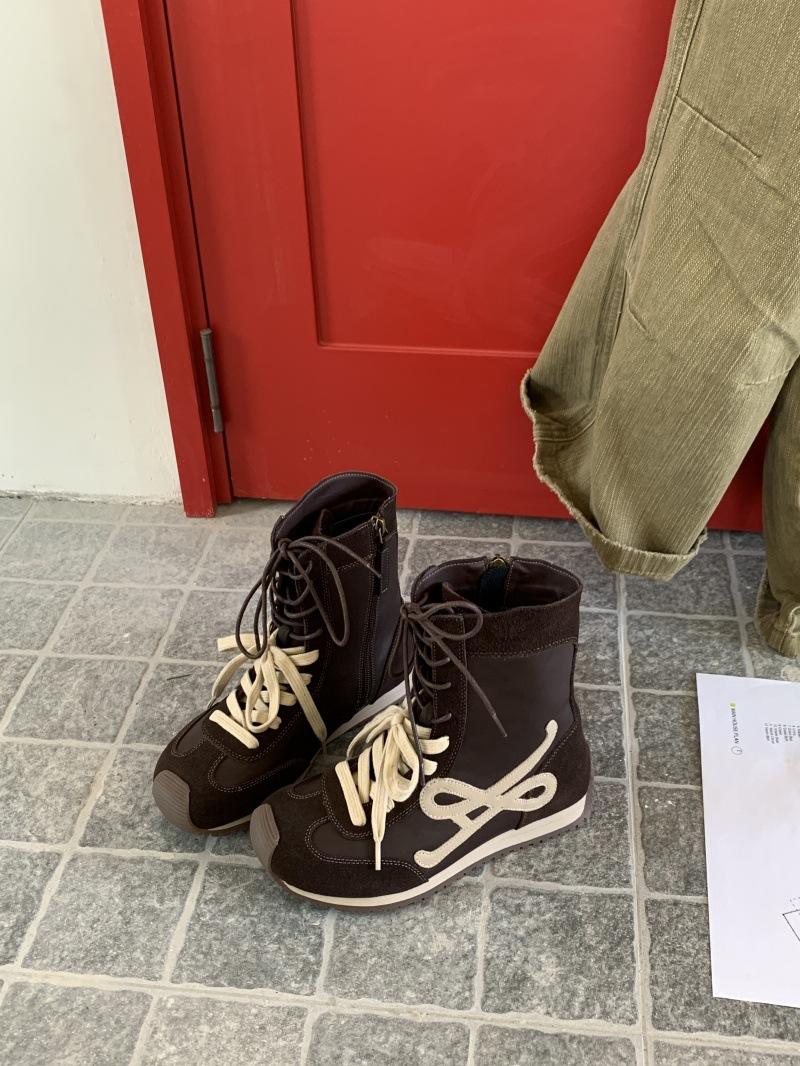 

Shou Valley s popular niche Maillard high-top mid-tube knight boots for women s 2025 new autumn black leather Martin boots 39 коричневый