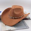Western Cowboy Style Tibetan Bull Head Accessories Fashion Top Hat Autumn/Winter New Collection Deer Skin Velvet Large Edge Riding Hat