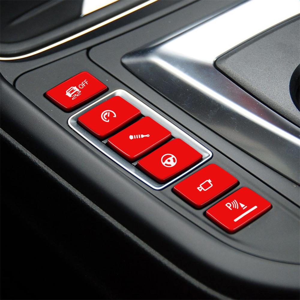 6Pcs/Set Gear Shift Switch Button Trim Red For BMW M3 F80 15-19 M4 F82 15-20 LHD