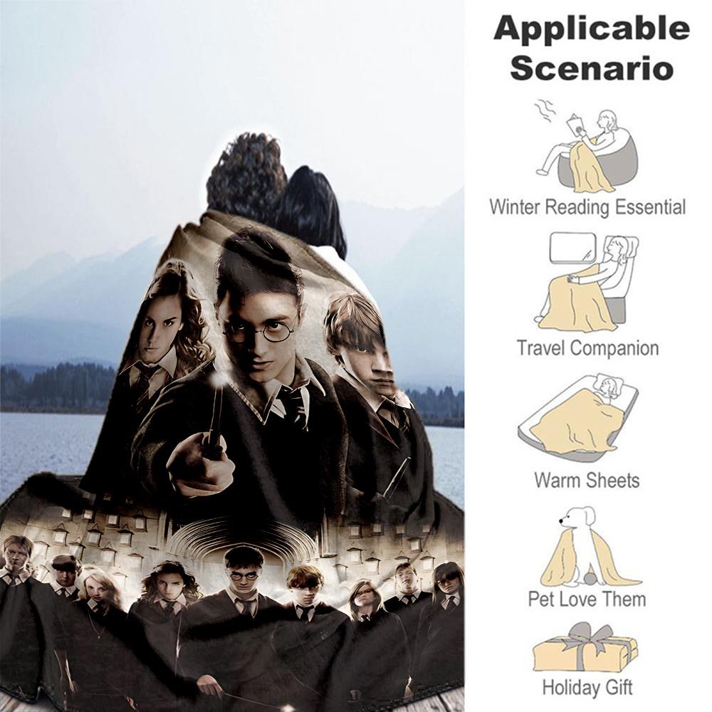 1pc Harry Potter Hogwarts School of Witchcraft and Wizardry Outdoor Flannel Throw Blanket All Season Soft Warmth,Home Decor 1031069