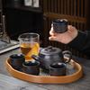 Purple Clay Kung Fu Teapot Set: Includes One Teapot, Six Cups, and Tray - Luxurious Retro Design for Home Tea Brewing