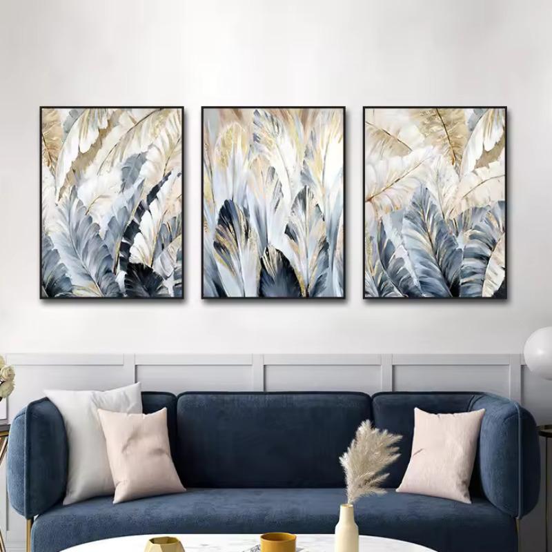 Nordic Plant Canvas Painting Abstract Blue Palm Leaves Poster Prints Still Life Wall Art Pictures for Living Room Interior Decor