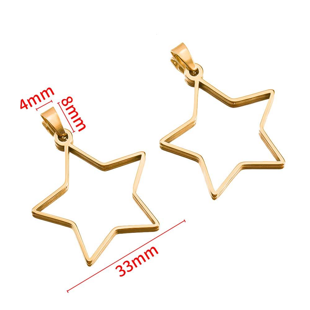 5pcs Hollow Stainless Steel Star Moon Frames Blank Bezel DIY Earrings Geometric Heart Pendant Base Charm Necklace Jewelry Making