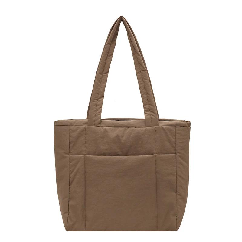 Large Capacity Women's Simple Shoulder Bag College Girls Book Tote Bags Soft Nyl Ladies Portable Commute Tote Purse Handbags