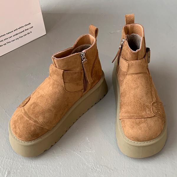 

Замшевые женские ботильоны на платформе, теплые хлопковые зимние туфли на высоком каблуке, женская брендовая обувь 2025 года, тренд, зимние, удобные, повседневные, женские ботинки 40