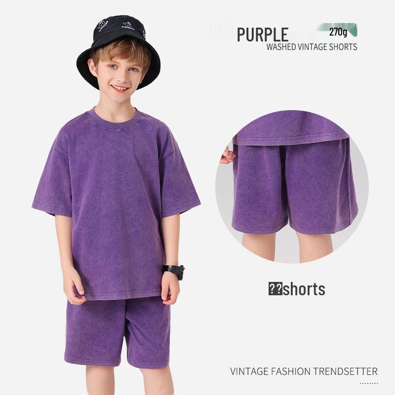Pure Cotton Retro Short Sleeve Round Neck Loose T-Shirt for Children & Toddlers - Trendy Spring/Summer Kids' Clothing