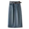 Saia Midi Jeans A-Line Retrô Chique - Cintura Alta, Slim Fit, Confortável e Estilosa, Estilo Coreano Primavera 2026