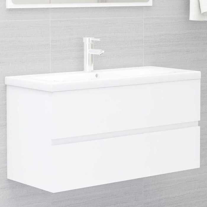 Meuble sous vasque - MAISON EXCLUSIVE - Modèle standard - Lavabo céramique intégré - Tiroir de rangement - Robinet inclus