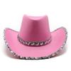 Glitzernder Cowboyhut Western Jazz Karneval Cowboyhut Silberner Rand Ball Dick Cowboyhut
