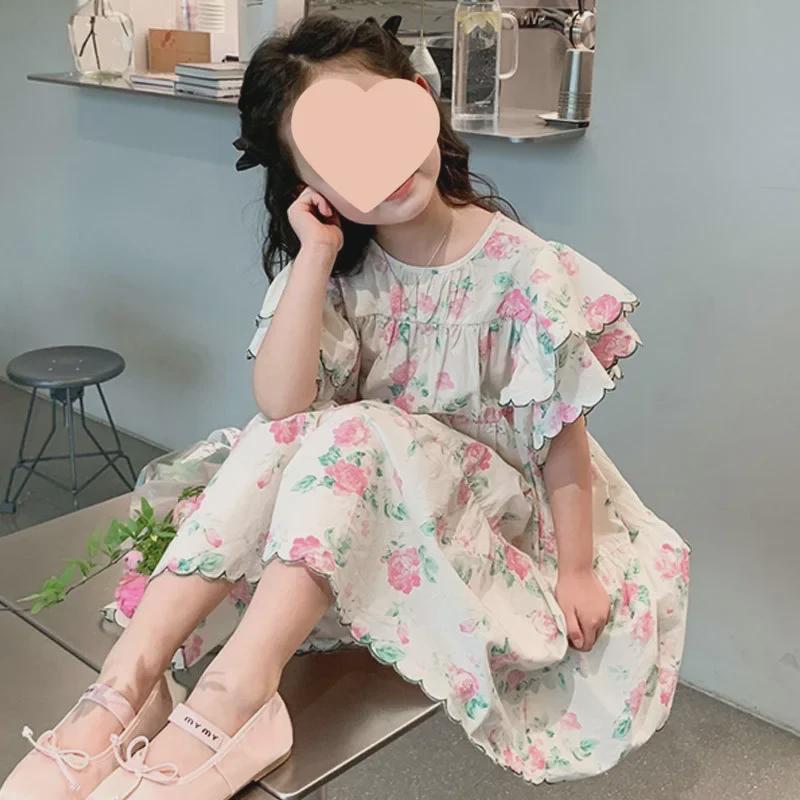 Rochie coreeană de prințesă cu imprimeu floral dulce pentru fete - Stil de vară 2024