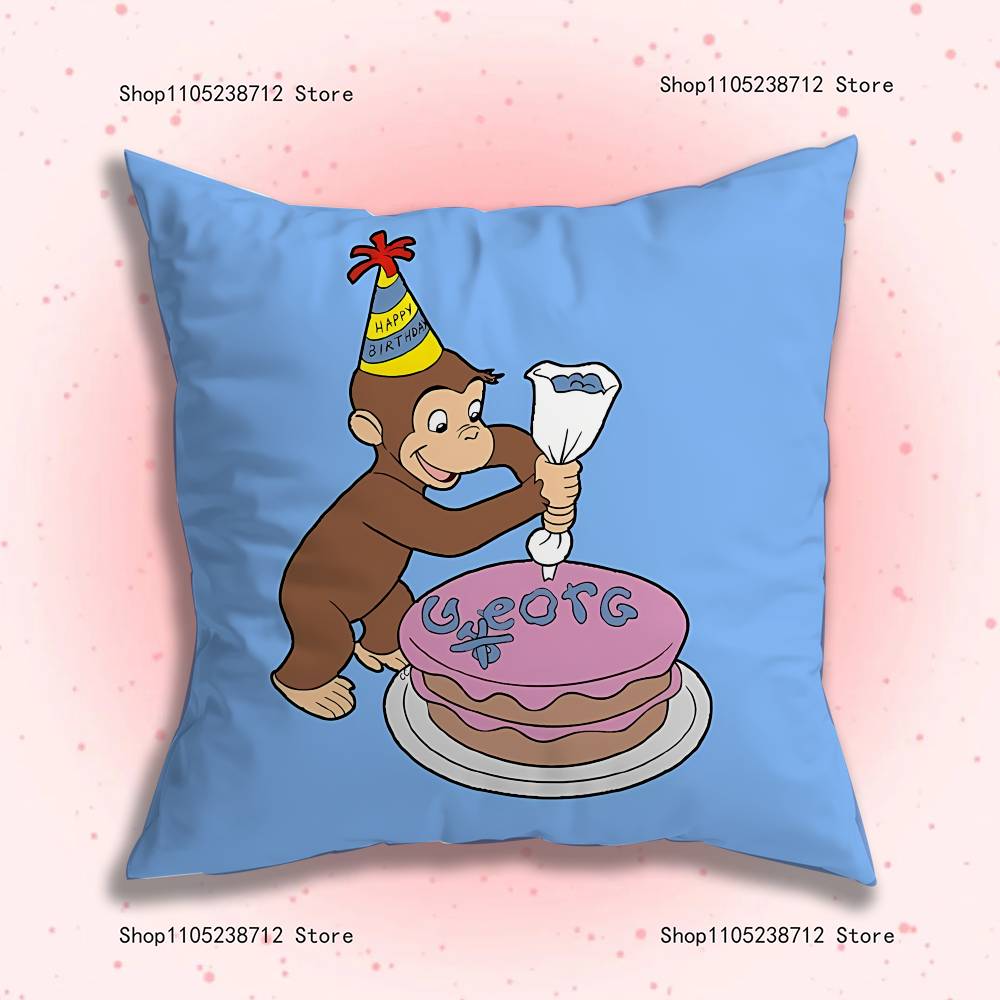 C-Curious Affe G-George Kissenbezug Kissenhülle Kissen Plüsch Jungen Mädchen Cartoon Anime Kawaii Dekoration Kindergeburtstag Niedliche Geschenke