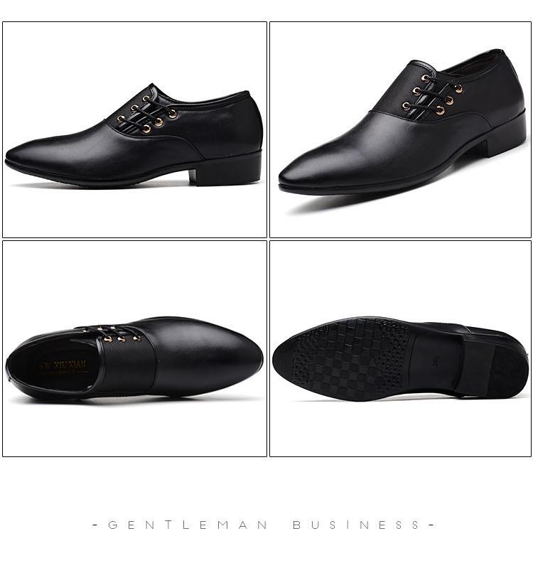Men's Large Size Korean Style Leather Formal Business Shoes - British Pointed Toe, Breathable, Non-slip