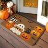 1pc Warm Brown Background BOO Ghost Pumpkin Floor Mat, Soft Fleece Material, Suitable for Front Door, Entrance, Bedroom, Entryway, Etc., Fun Halloween