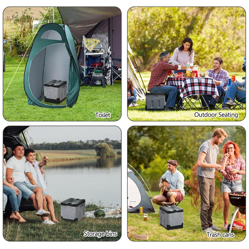 Outdoor Hiking Fishing Potty Portable Folding Toilet Travel Camping Car Emergency Toilet with Cover Strong Capacity Bearing