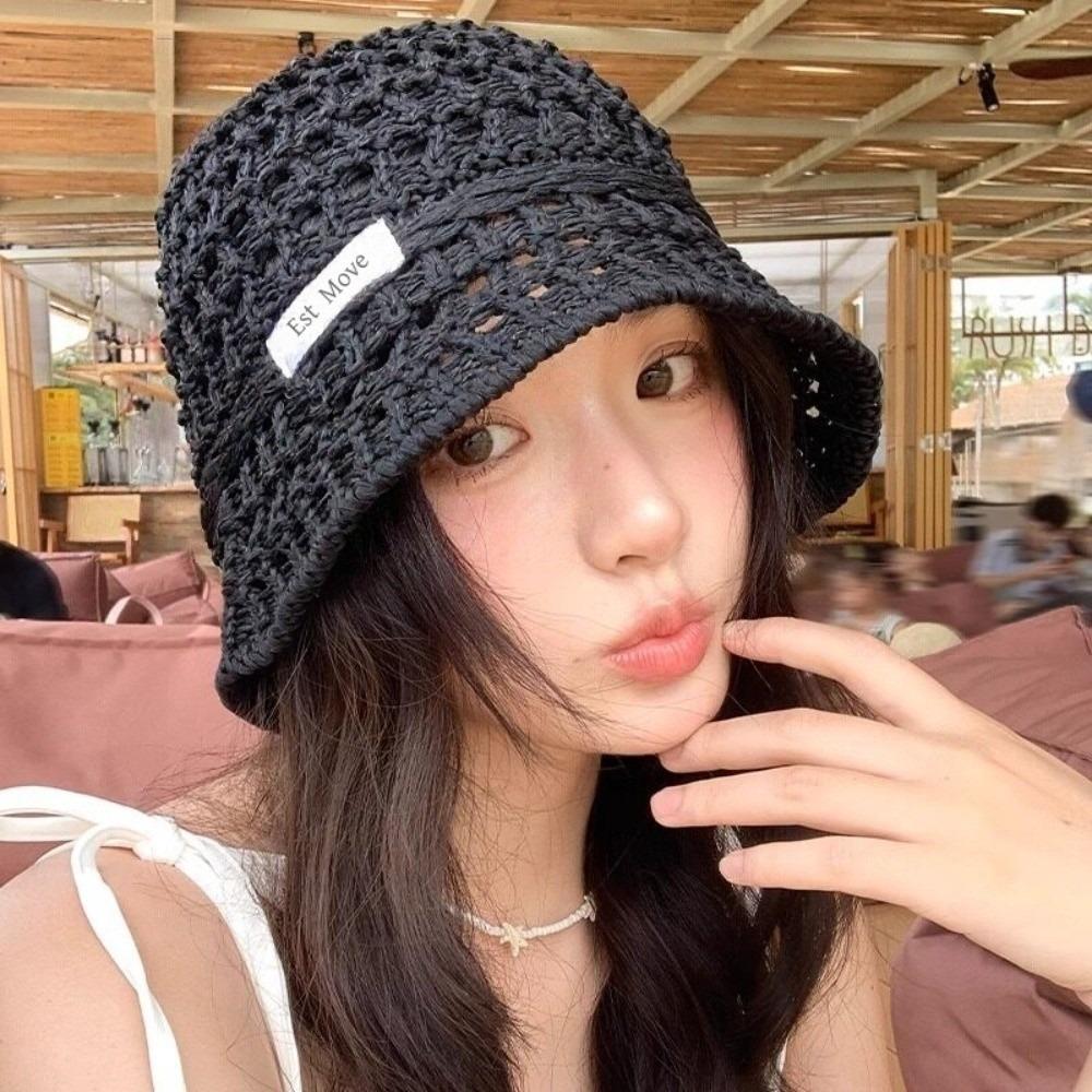 New Breathable Basin Caps Straw Hollow Sunscreen Hat Bucket Hat Men