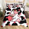 Strawberry Duvet Cover SetRed Strawberry Bedding Set for Girls Cute Black White Geometric Plaid Grid Comforter Cover Full Size