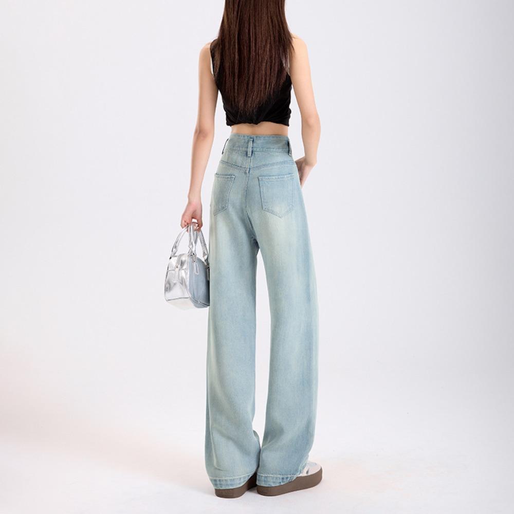 Women's High Waist Lyocell Wide Leg Jeans Lightweight Loose Fit Denim Pants For Summer Daily Wear
