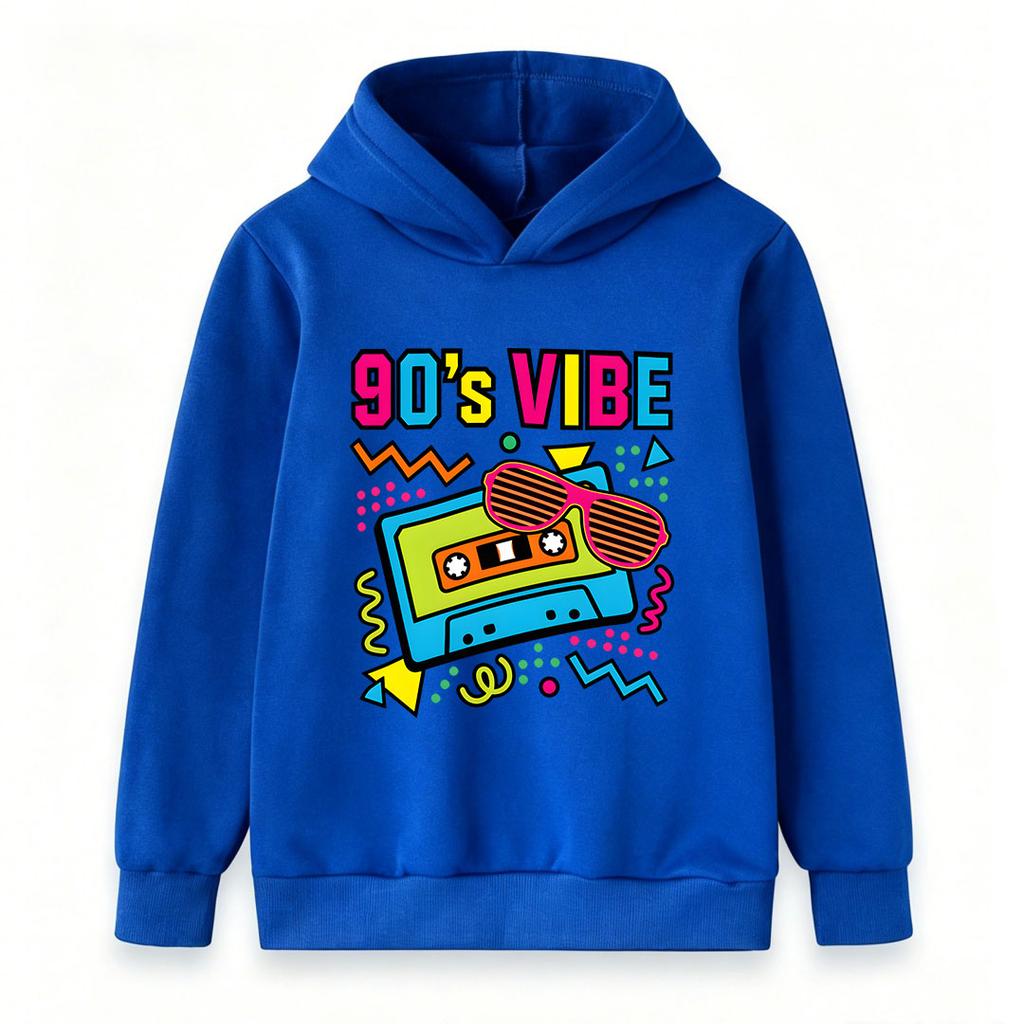 Kids Boys Girls Pullover Hoodie 90s Vibe Retro Cassette Tape Shades Print Casual Long Sleeve Sweatshirt For Youth 90s Themed Party Streetwear Lightwei
