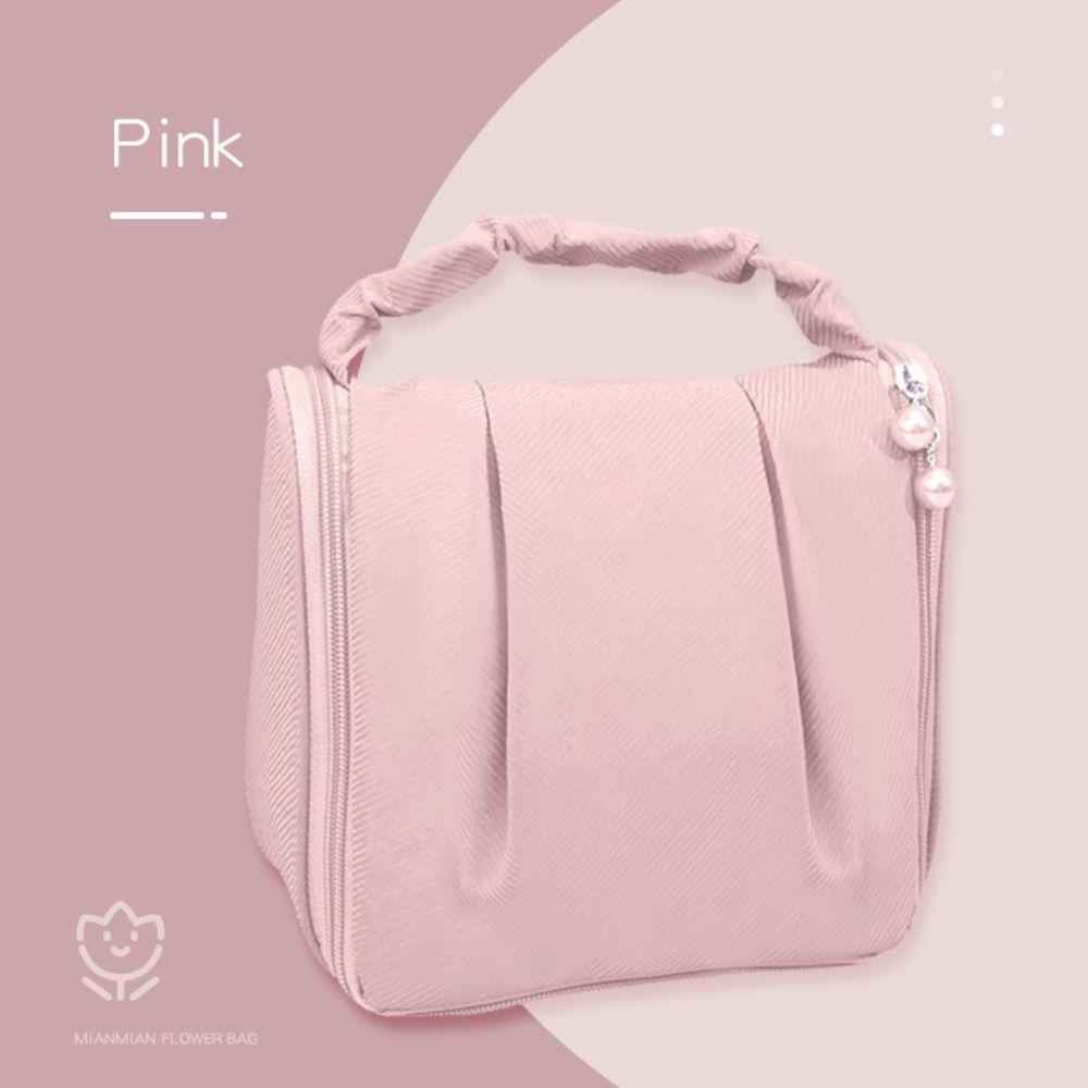 

Плиссированная косметичка с цветочным принтом, корейский кейс для косметики, новая милая облачная косметичка navy blue-with flower