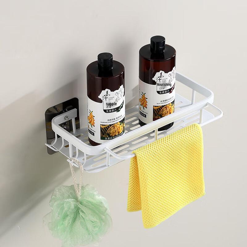 MDNG No-Punch Wall-Mounted Storage Shelf with Towel Bar